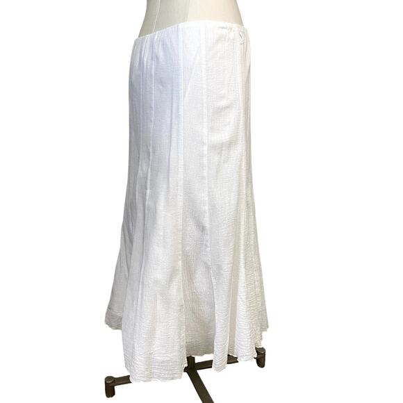 Y2K Dress Barn White Cotton Fairy Core Boho Whimsy Coquette Flare Fishtail Skirt - Picture 5 of 12